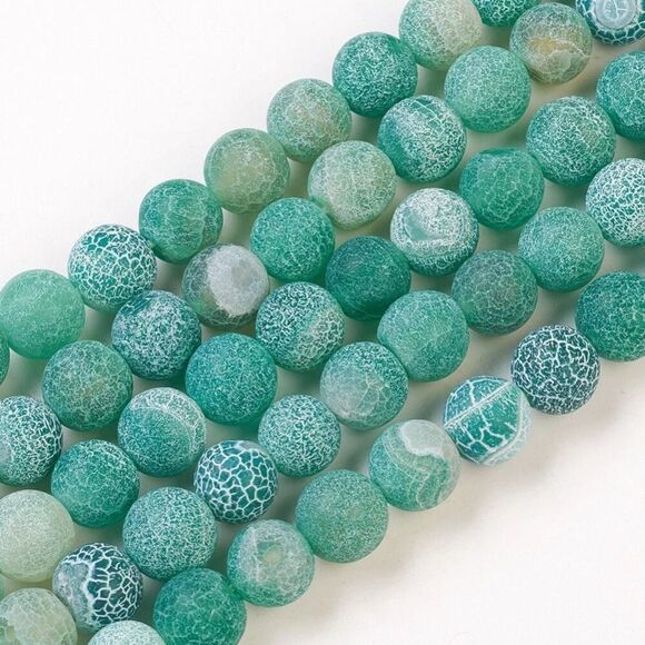 8MM Sea Foam Green Weathered Agate Beads-ONE Gemstone Bead Strand-Crafts NWT - Picture 5 of 5